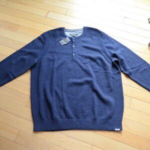 Eddie Bauer Mens Navy 100% Cotton Henley Sweater Tall XXL
